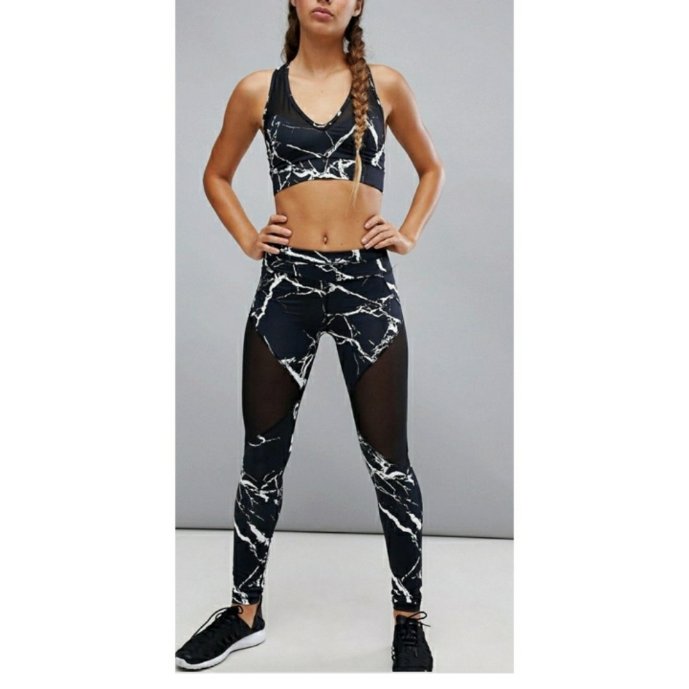 Varley Noir Marble Leggings Black